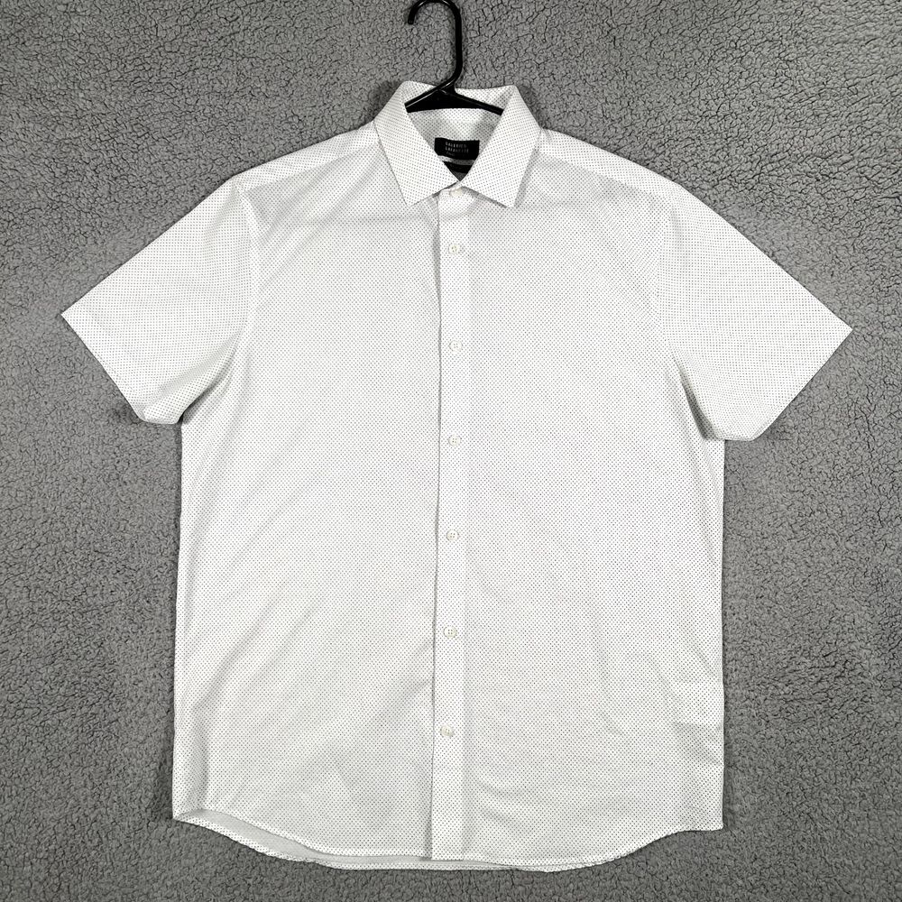 Galeries Lafayette Shirt Mens 41/42 Large White Polka‎ Dot Casual Preppy Adult